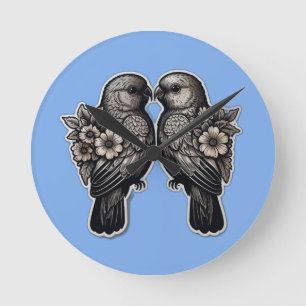 Twee vogels ronde klok