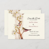 Twee vogels Save The Date kaart (Voorkant / Achterkant)