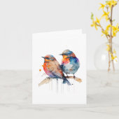 Twee vogels, SONGBIRD Wenskaart Kaart (Gele Bloem)
