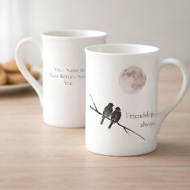 Twee Vogels Sumi-E | Vriendschap, Altijd | Galenti Porselein Kop