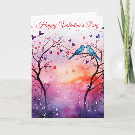 Twee Vogels Valentijn Feestdagen Kaart (Voorkant)