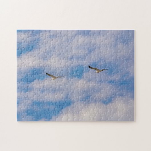 Twee Vogels Vliegen In Wolken Vrijheid Zomer Puzze Legpuzzel (Horizontaal)