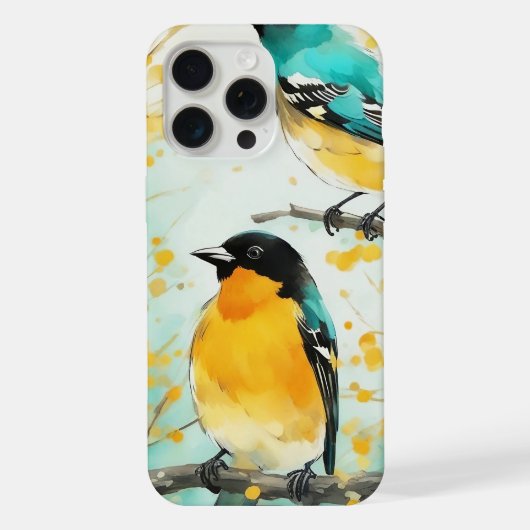 Twee vogels zittend op boomtak iPhone hoesje (Achterkant)