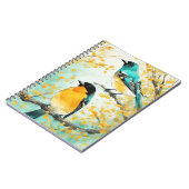 Twee vogels zittend op boomtak notitieboek (Linkerzijde)