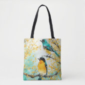 Twee vogels zittend op boomtak tote bag (Voorkant)