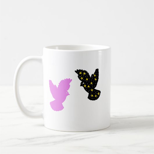 Twee Vogels Zodiac Mok • Tweeling Hemelse Silhouet (Links)
