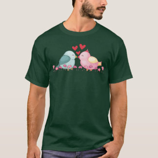 Twee vogels zoenen familie t-shirt