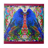 Twee vogeltegel 2-tegel tegeltje (Voorkant)