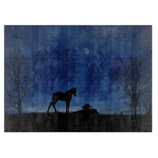 Twee volbloed renpaard veulens snijplank (Voorkant)