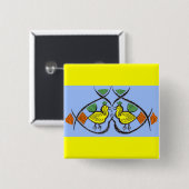 twee volkstuinvogels vierkante button 5,1 cm (Voorkant /achterkant)