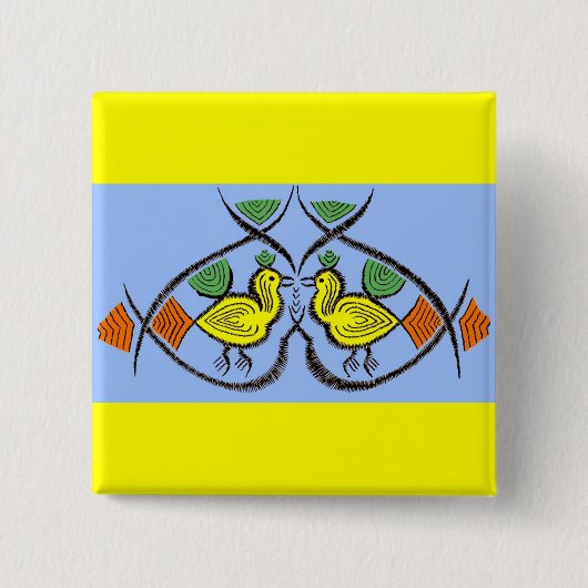 twee volkstuinvogels vierkante button 5,1 cm (Voorkant)