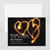 Twee vonken hart save the date aankondigingskaart (Voorkant / Achterkant)