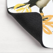 "Twee voor vreugde" Twee eksters met bloemenaccent Muismat (Hoek)