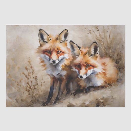 Twee Vossen Decoupage Tissuepapier (Voorkant)