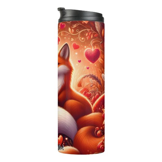 Twee vossen in een hartbos thermosbeker (Geroteerd rechts)