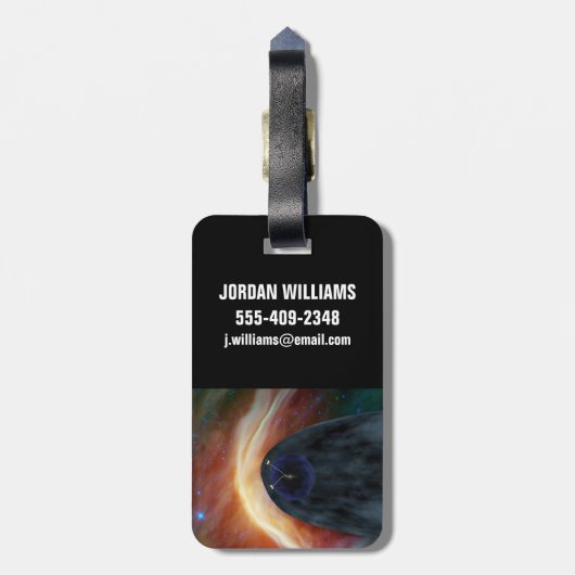 Twee Voyager ruimtesondes die turbulente ruimte ve Bagagelabel (Achterkant verticaal)