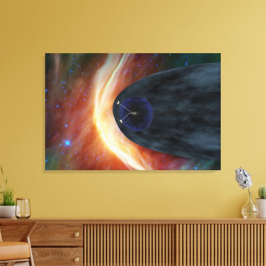 Twee Voyager ruimtesondes die turbulente ruimte ve Canvas Afdruk (Insitu (Woonkamer))