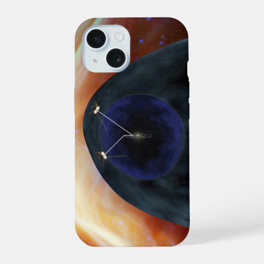Twee Voyager ruimtesondes die turbulente ruimte ve iPhone 15 Case (Achterkant)