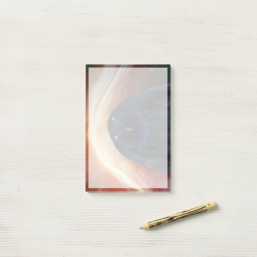 Twee Voyager ruimtesondes die turbulente ruimte ve Post-it® Notes (Op bureau)