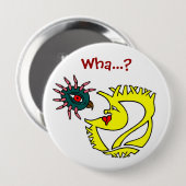 Twee vreemde en curieuze wezens ronde button 4,0 cm (Voorkant /achterkant)