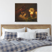 Twee vrienden (Donkey en Lamb) (landbouwhuisdieren Canvas Afdruk (Insitu (Slaapkamer))