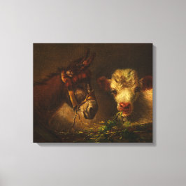 Twee vrienden (Donkey en Lamb) (landbouwhuisdieren Canvas Afdruk