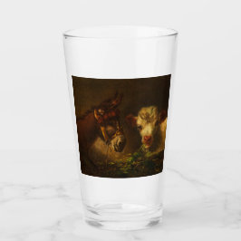 Twee vrienden (Donkey en Lamb) (landbouwhuisdieren Glas