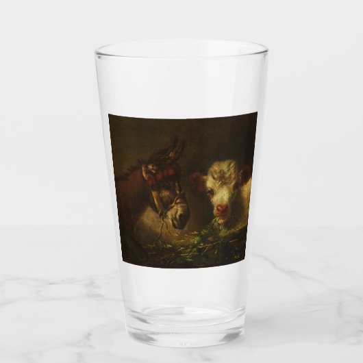 Twee vrienden (Donkey en Lamb) (landbouwhuisdieren Glas (Voorkant)