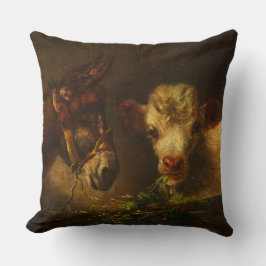 Twee vrienden (Donkey en Lamb) (landbouwhuisdieren Kussen