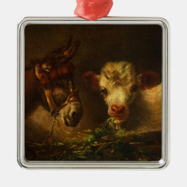Twee vrienden (Donkey en Lamb) (landbouwhuisdieren Metalen Ornament
