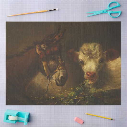 Twee vrienden (Donkey en Lamb) (landbouwhuisdieren Tissuepapier (Craft)