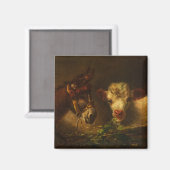Twee vrienden (ezel en lam) (boerderijdieren) magneet (Voorkant / Achterkant)