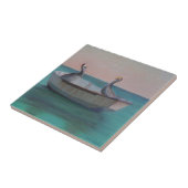 TWEE VRIENDEN IN EEN DINGHY-keramische tegel Tegeltje (Zijkant)