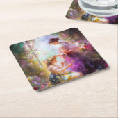 Twee vrienden kartonnen onderzetters (Schuin)