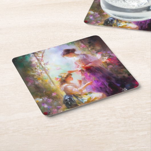 Twee vrienden kartonnen onderzetters (Schuin)