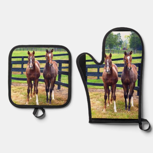 Twee vrienden ovenwant & pannenlap set (Voorkant)