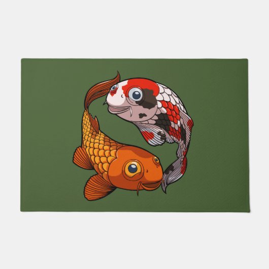 Twee vriendschappelijke Koi Carp die in een cirkel Deurmat (Voorkant)