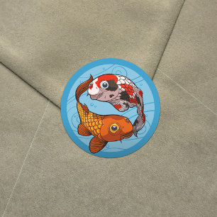 Twee vriendschappelijke Koi Carp die in een cirkel Ronde Sticker