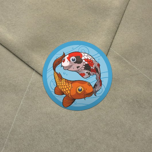 Twee vriendschappelijke Koi Carp die in een cirkel Ronde Sticker