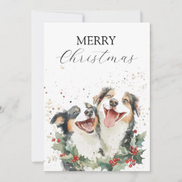 Twee vrolijke honden die samen lachen feestdagenkaart