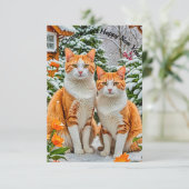 Twee vrolijke katten kaart (Staand voorkant)