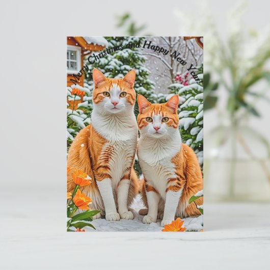 Twee vrolijke katten kaart (Staand voorkant)