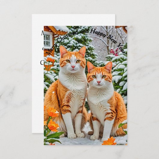 Twee vrolijke katten kaart (Voorkant / Achterkant)