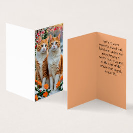 Twee vrolijke katten Kerstkaart Kaart