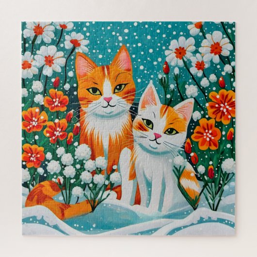 Twee vrolijke katten legpuzzel (Verticaal)