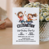 Twee vrolijke Kinder dubbele verjaardagsfeestje Kaart