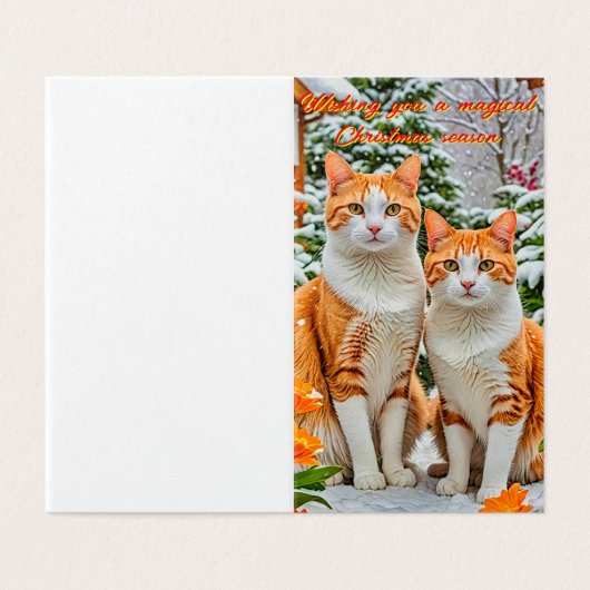Twee vrolijke oranje en witte katten Kerstkaart Kaart (Buitenkant ongevouwen)