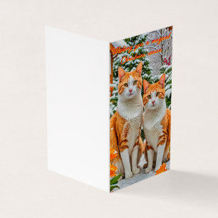 Twee vrolijke oranje en witte katten Kerstkaart Kaart
