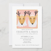 Twee Vrouw Deer Brides Gay Lesbian Wedding Kaart (Voorkant)