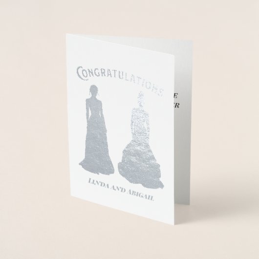 Twee vrouwelijke Verlovingen in stilte gefelicitee Folie Kaarten (Voorkant)